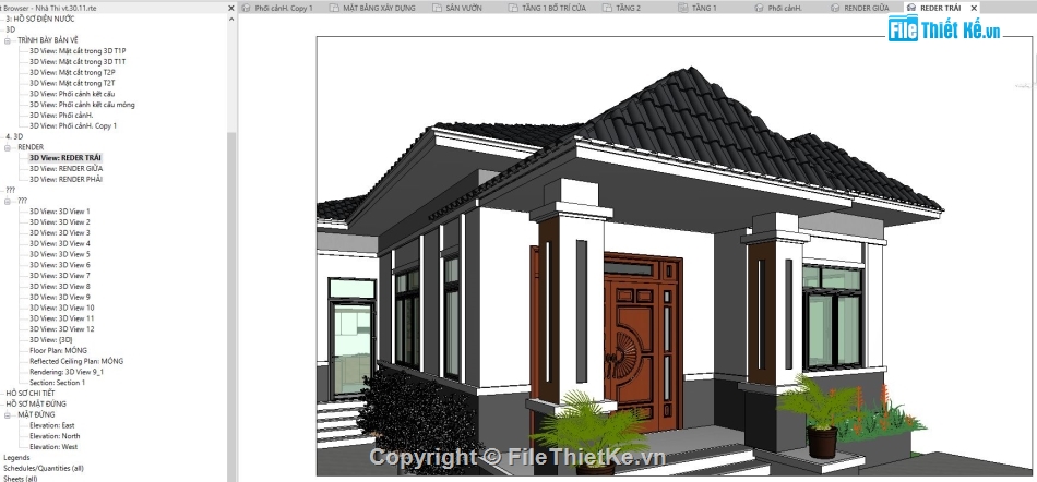 file revit biệt thự 1 tầng,Revit biệt thự vườn,Bản vẽ revit biệt thự,Biệt thự mái nhật revit,File revit nhà vườn,File revit nhà 1 tầng